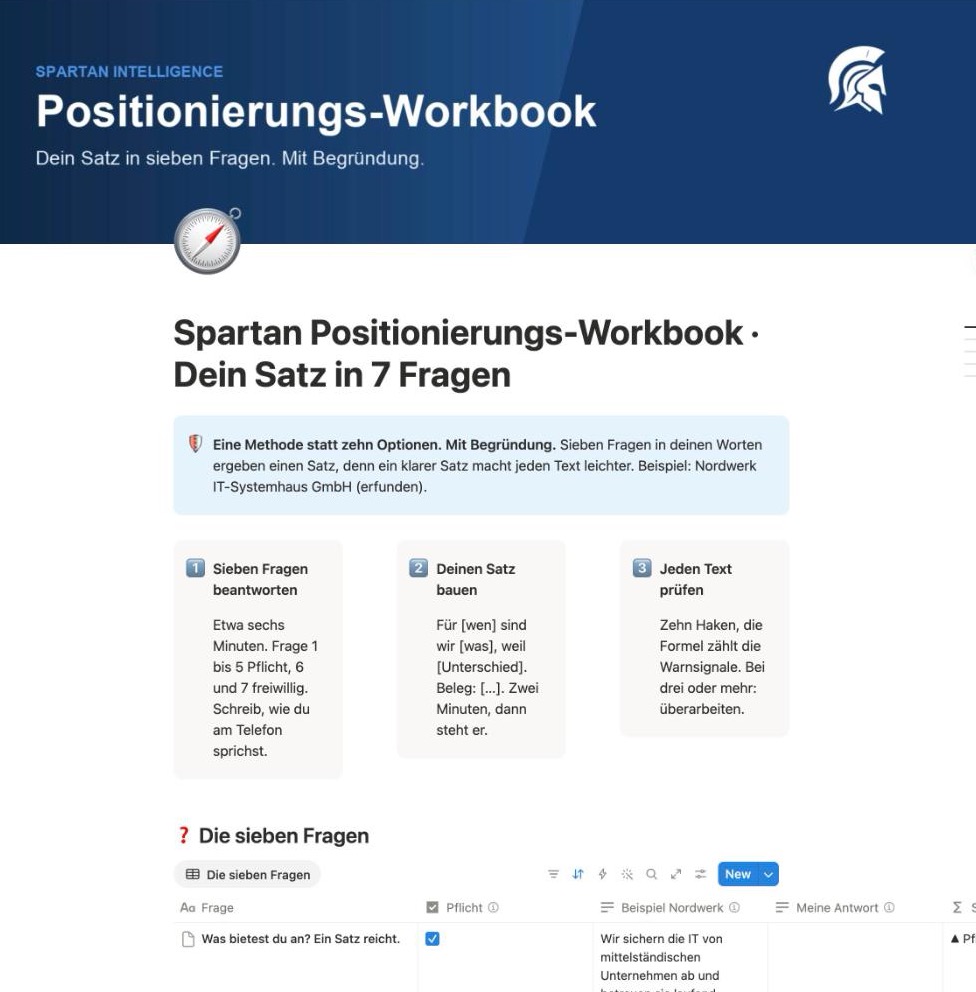 Notion-Vorlage Marketing-Startpaket für Inhaber