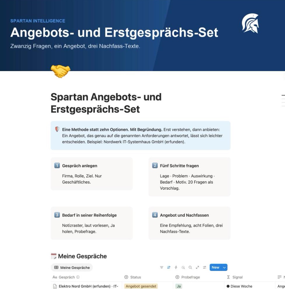 Notion-Vorlage Angebots- und Erstgesprächs-Set